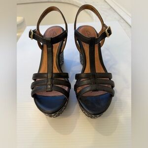 Clarks Amelia Avery Leather Wedge Sandals US 6